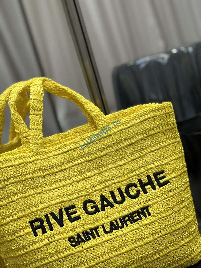 YSL 688864 Saint Laurent Rive Gauche Tote in Yellow Raffia | ysl 688864 saint laurent rive gauche tote in yellow raffia 04