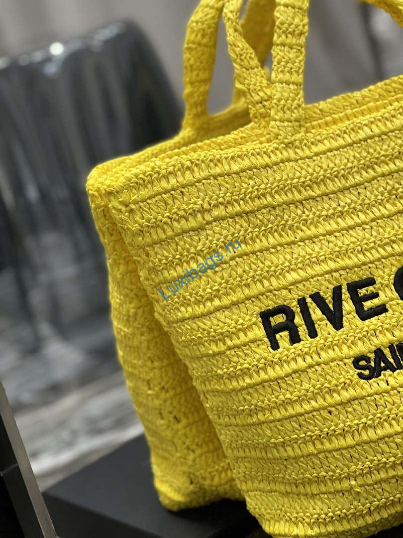 YSL 688864 Saint Laurent Rive Gauche Tote in Yellow Raffia | ysl 688864 saint laurent rive gauche tote in yellow raffia 05