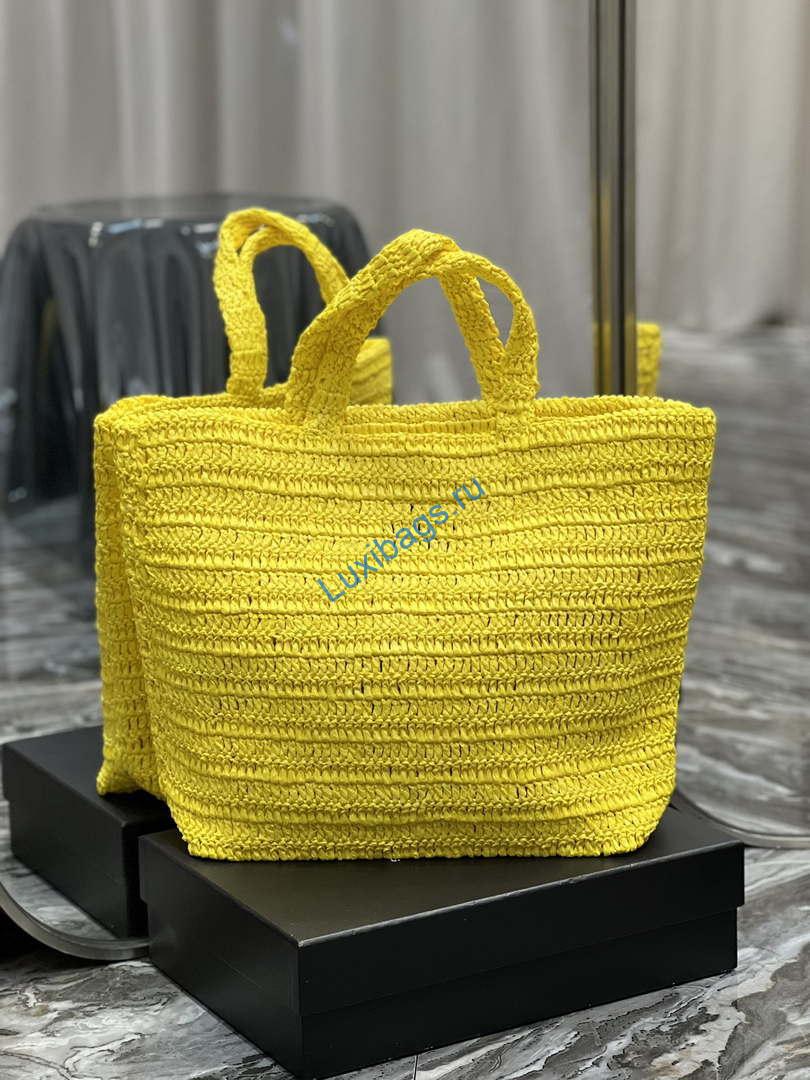 YSL 688864 Saint Laurent Rive Gauche Tote in Yellow Raffia | ysl 688864 saint laurent rive gauche tote in yellow raffia 06