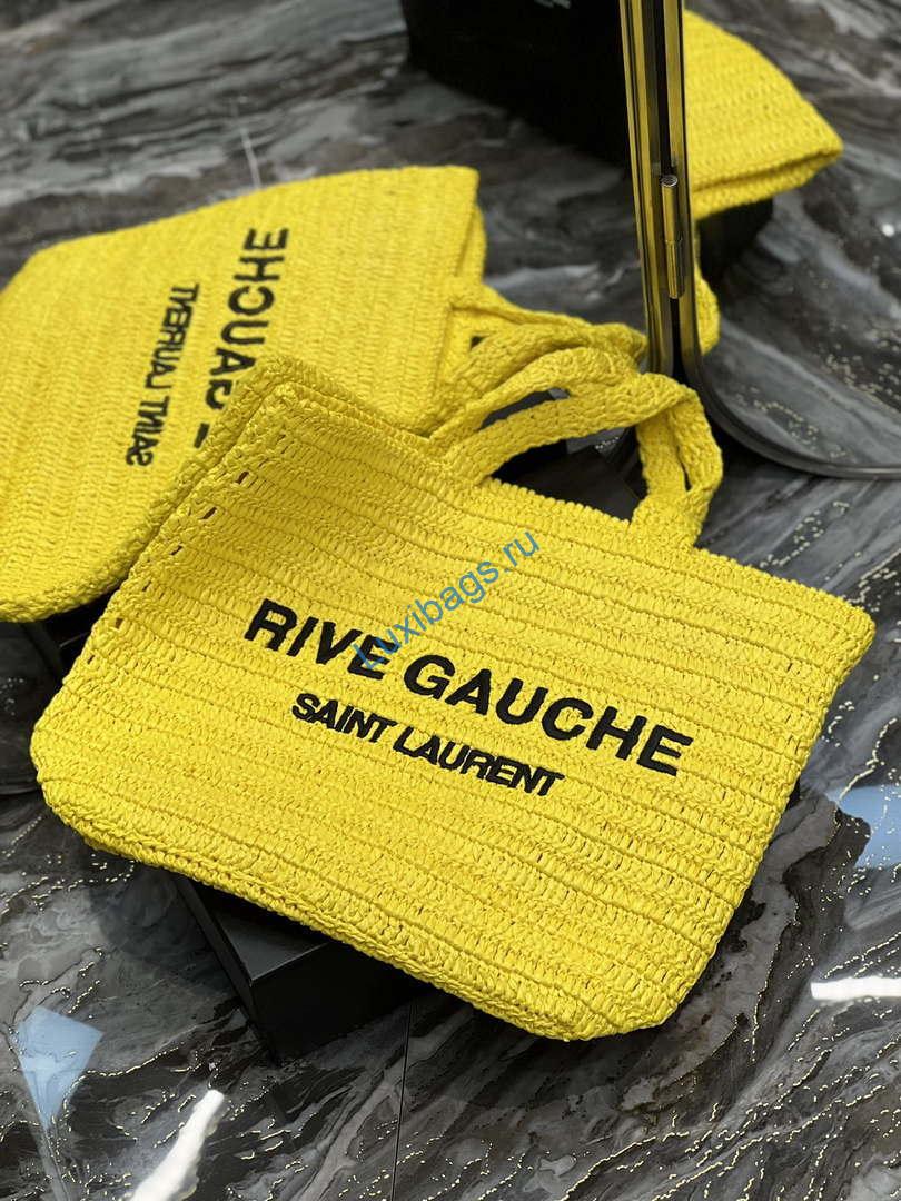 YSL 688864 Saint Laurent Rive Gauche Tote in Yellow Raffia | ysl 688864 saint laurent rive gauche tote in yellow raffia 08