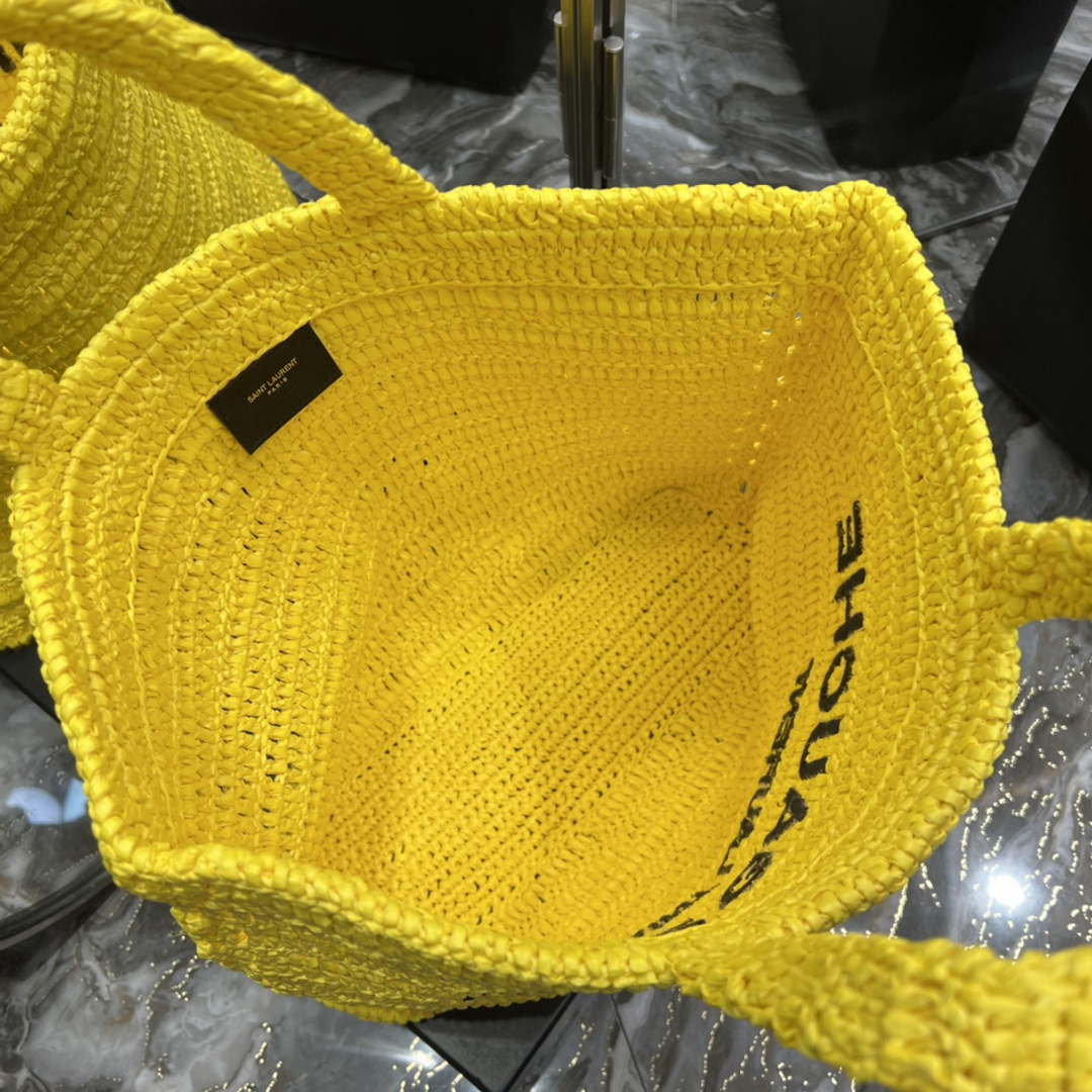 YSL 688864 Saint Laurent Rive Gauche Tote in Yellow Raffia | ysl 688864 saint laurent rive gauche tote in yellow raffia 09
