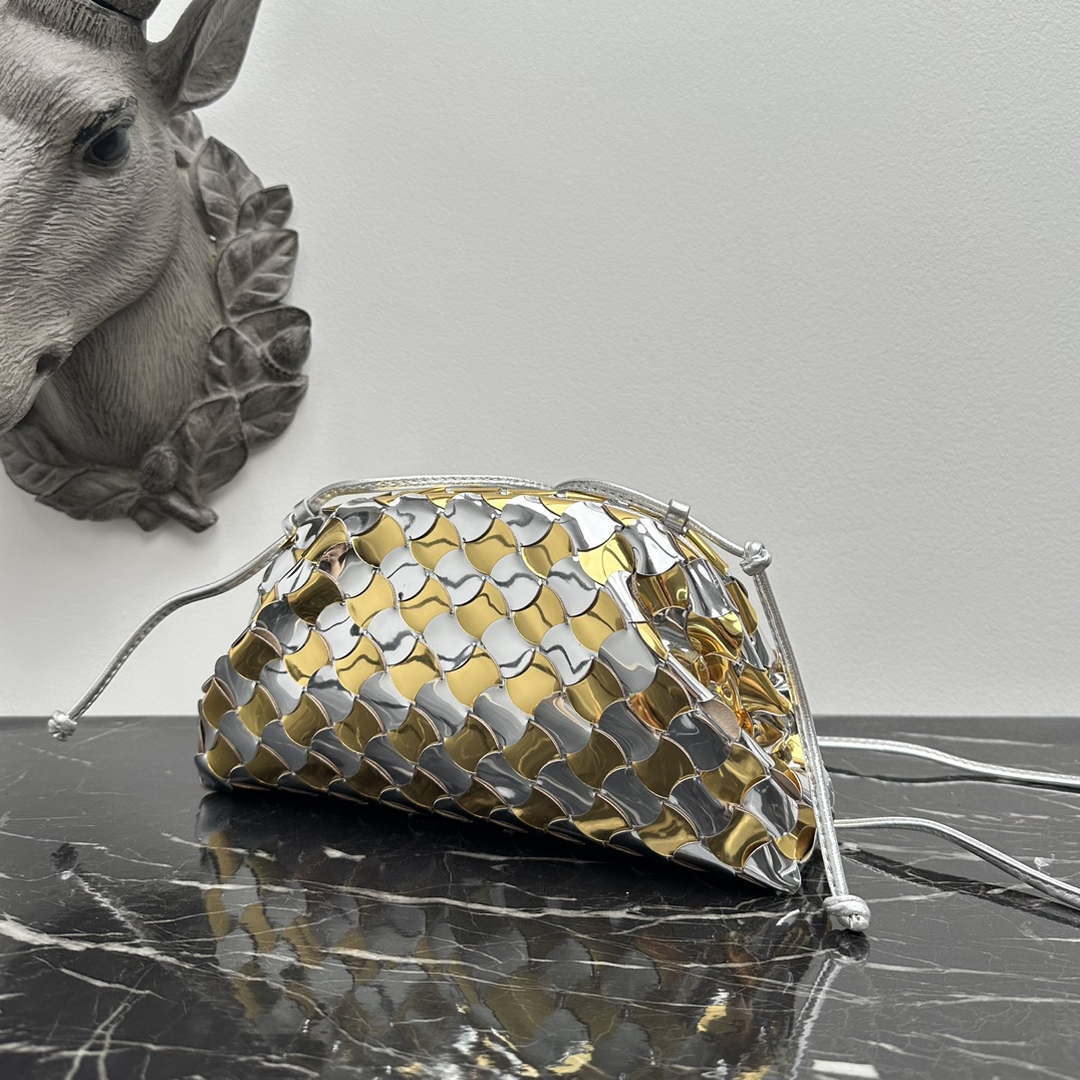 Bottega Veneta BV 585852 Mini Pouch Silver gold Bag | bottega veneta 585852 bv mini pouch silver gold bag 003