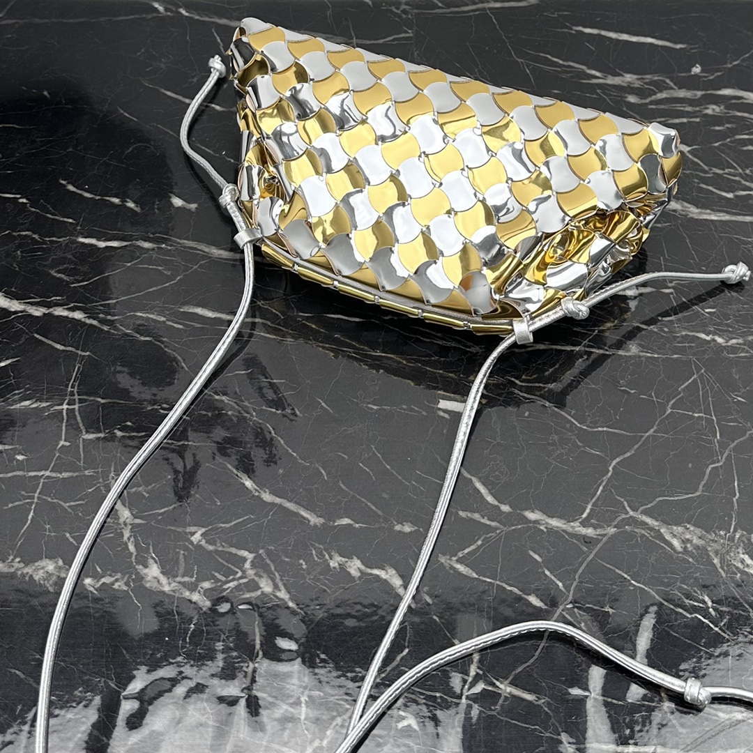 Bottega Veneta BV 585852 Mini Pouch Silver gold Bag | bottega veneta 585852 bv mini pouch silver gold bag 006