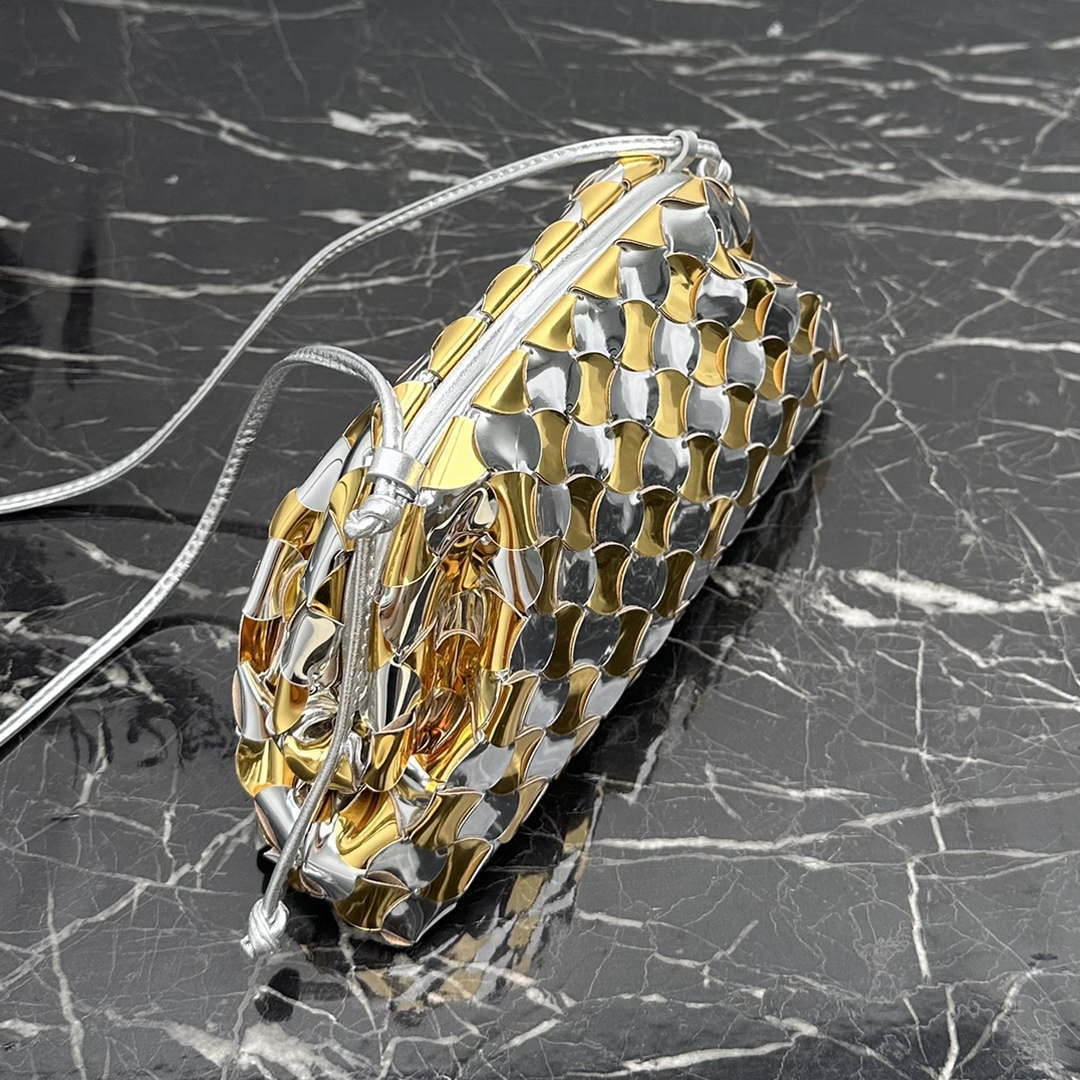 Bottega Veneta BV 585852 Mini Pouch Silver gold Bag | bottega veneta 585852 bv mini pouch silver gold bag 007