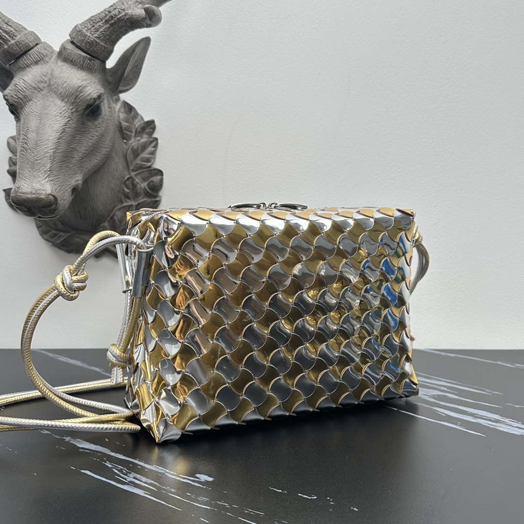 Bottega Veneta BV 777571 Small Loop Camera Bag Silver gold | bottega veneta bv 777571 small loop camera bag silver gold 002