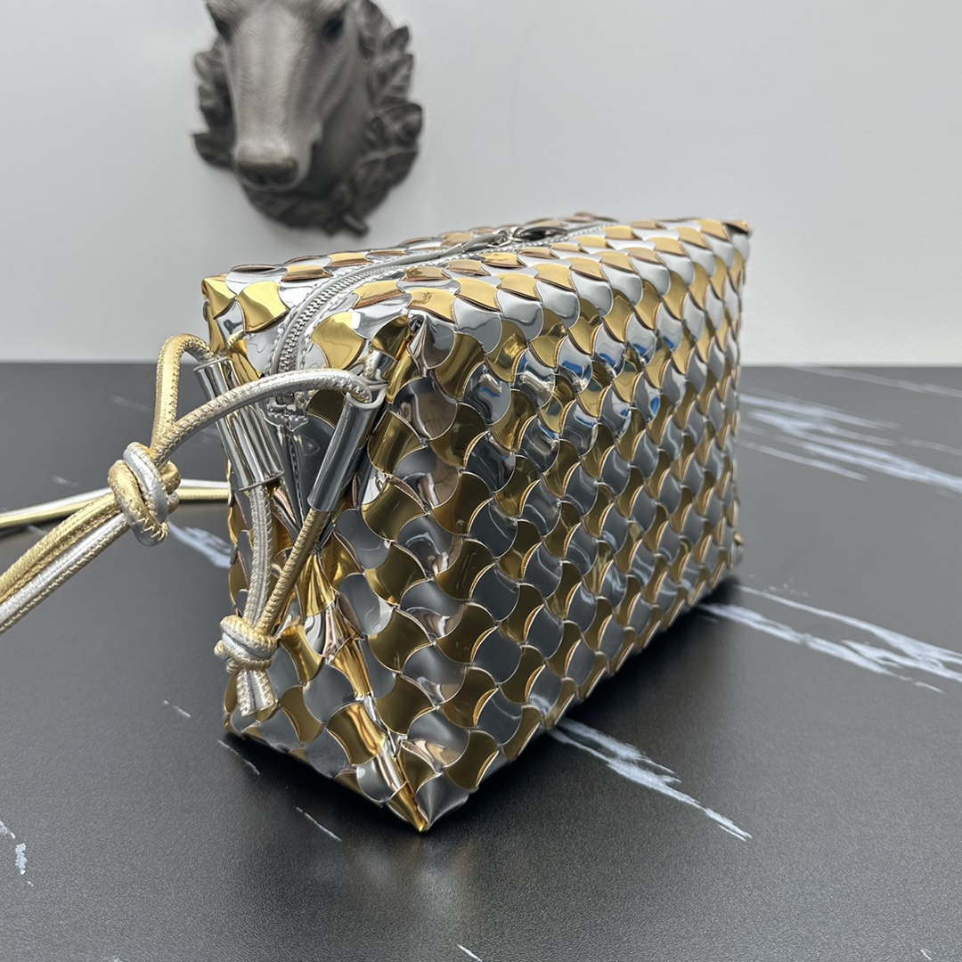 Bottega Veneta BV 777571 Small Loop Camera Bag Silver gold | bottega veneta bv 777571 small loop camera bag silver gold 004