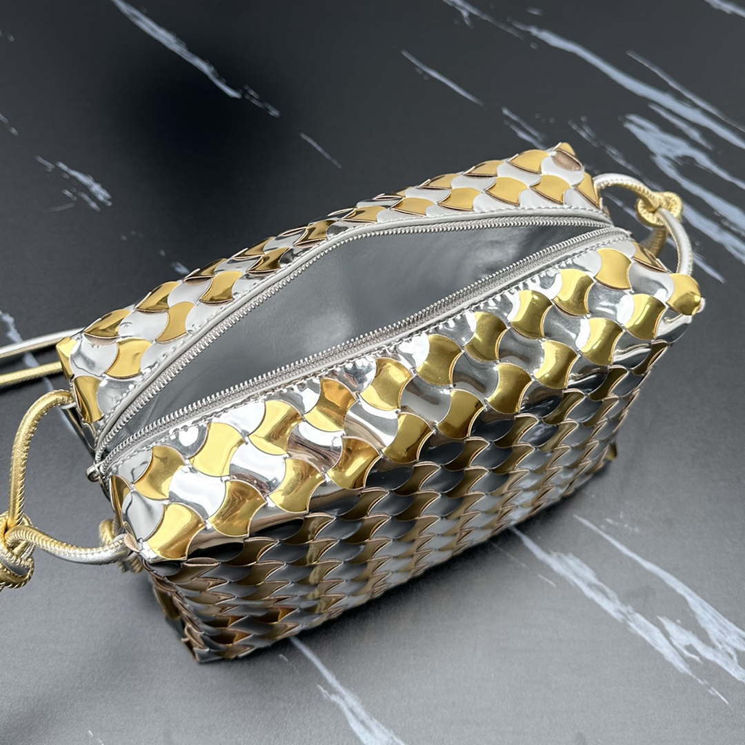 Bottega Veneta BV 777571 Small Loop Camera Bag Silver gold | bottega veneta bv 777571 small loop camera bag silver gold 009