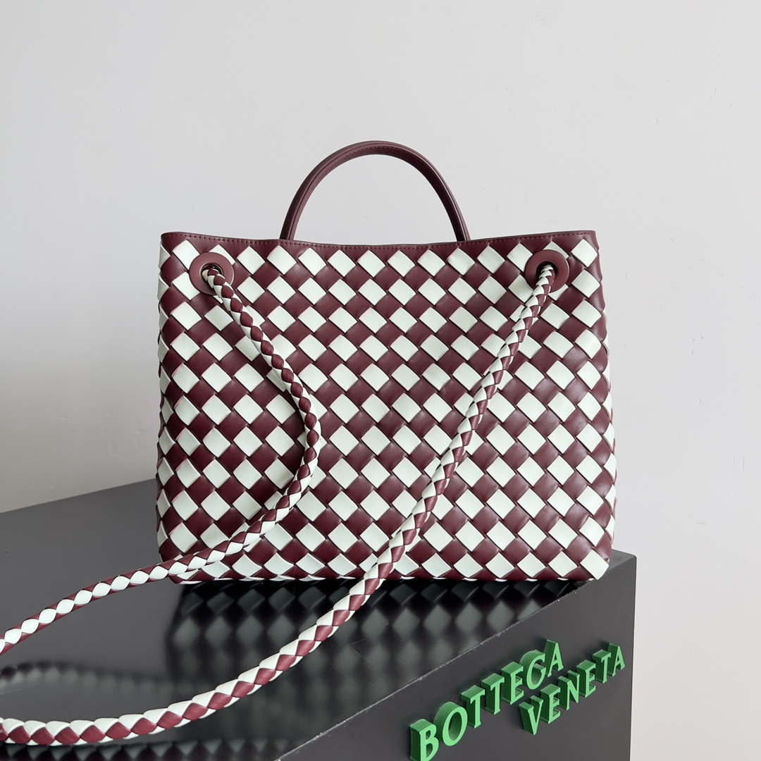 Bottega Veneta BV 777527 Medium Andiamo Wine Red & White | bottega veneta bv 779152 small andiamo white wine red 002