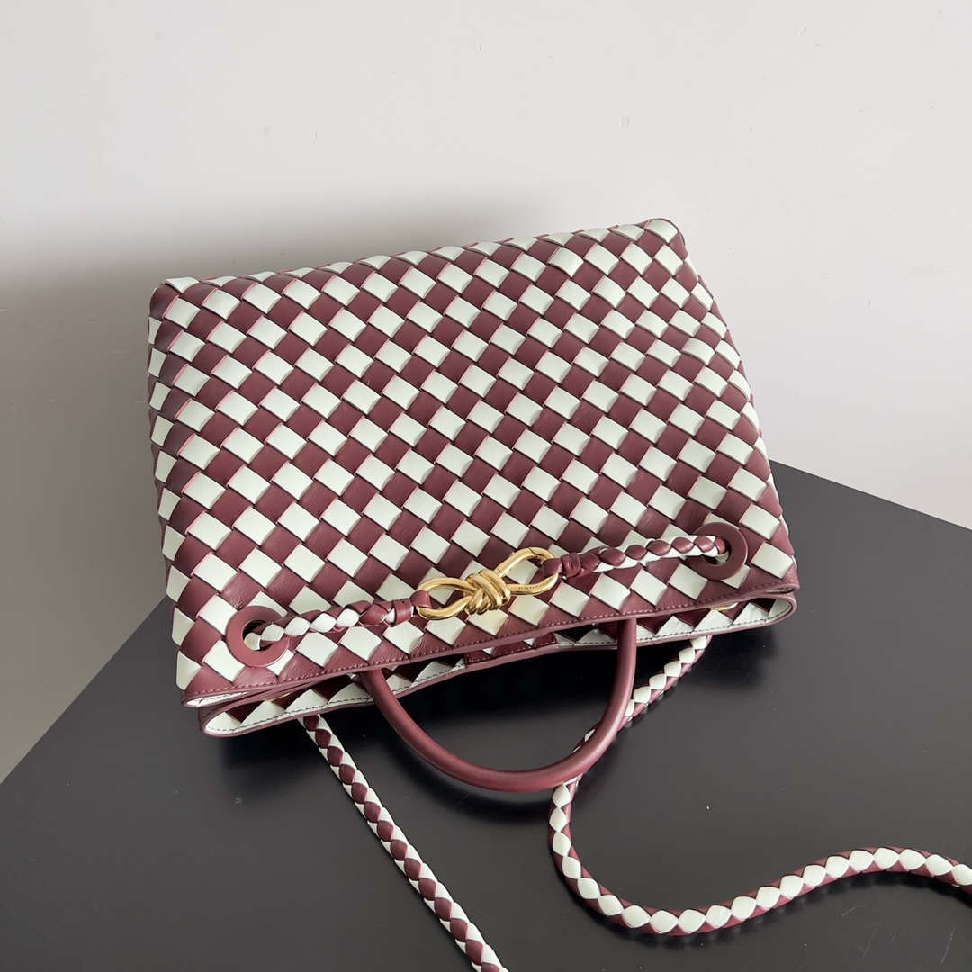 Bottega Veneta BV 777527 Medium Andiamo Wine Red & White | bottega veneta bv 779152 small andiamo white wine red 006