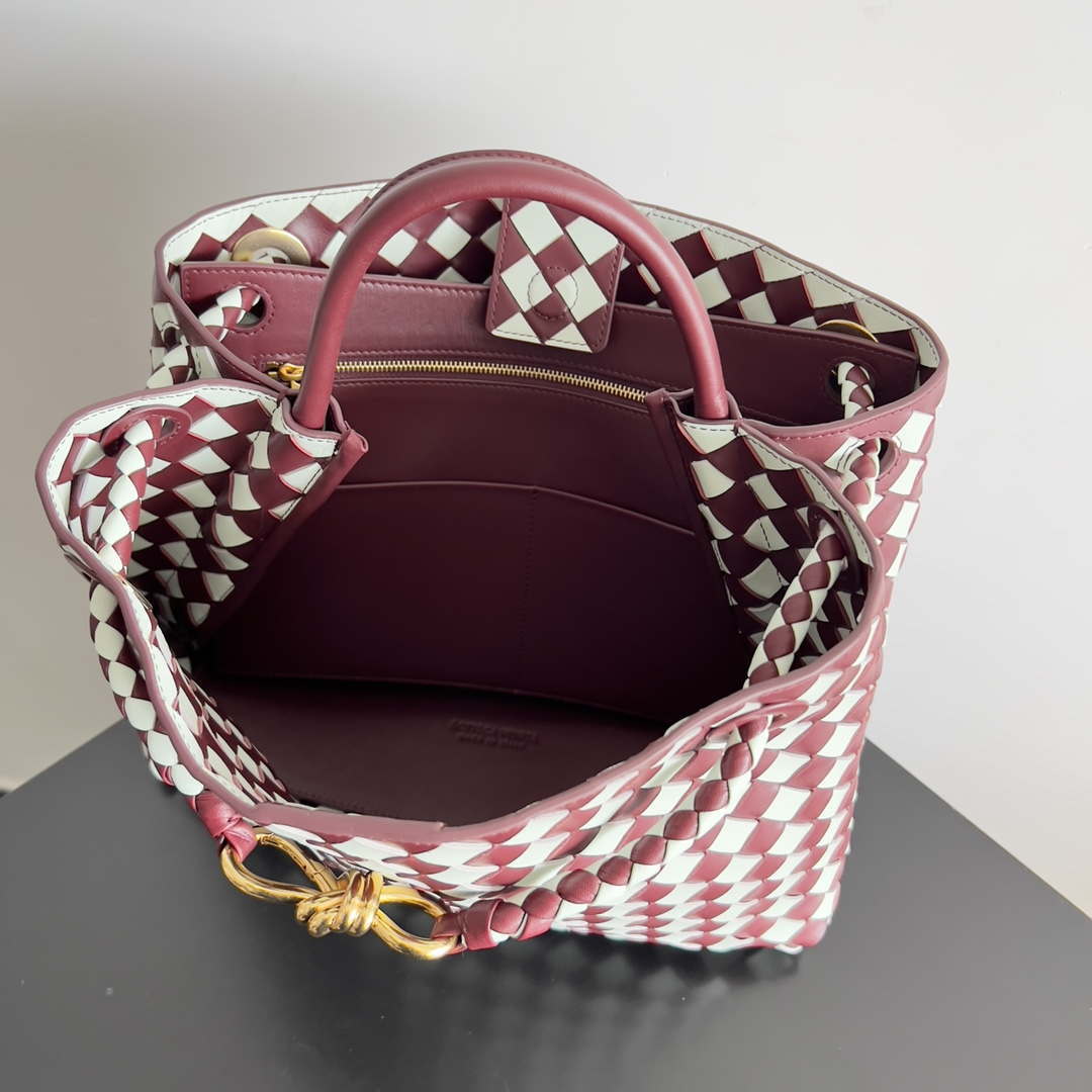 Bottega Veneta BV 777527 Medium Andiamo Wine Red & White | bottega veneta bv 779152 small andiamo white wine red 009