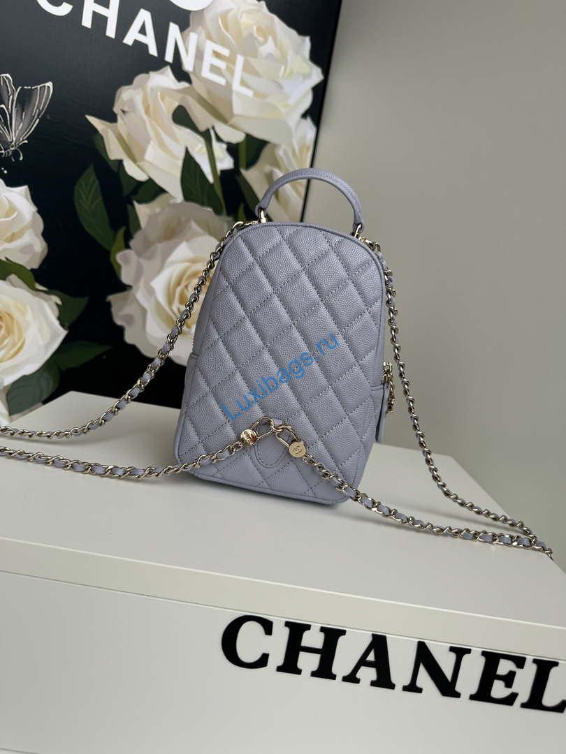 Chanel Ap3753 CLASSIC MINI Backpack Calfskin Gray Purple | chanel ap3753 classic mini backpack calfskin gray purple 02