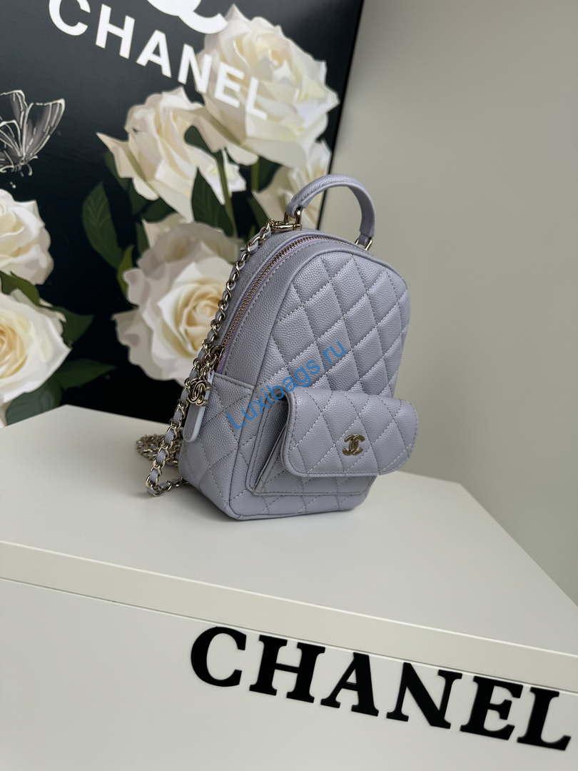 Chanel Ap3753 CLASSIC MINI Backpack Calfskin Gray Purple | chanel ap3753 classic mini backpack calfskin gray purple 03