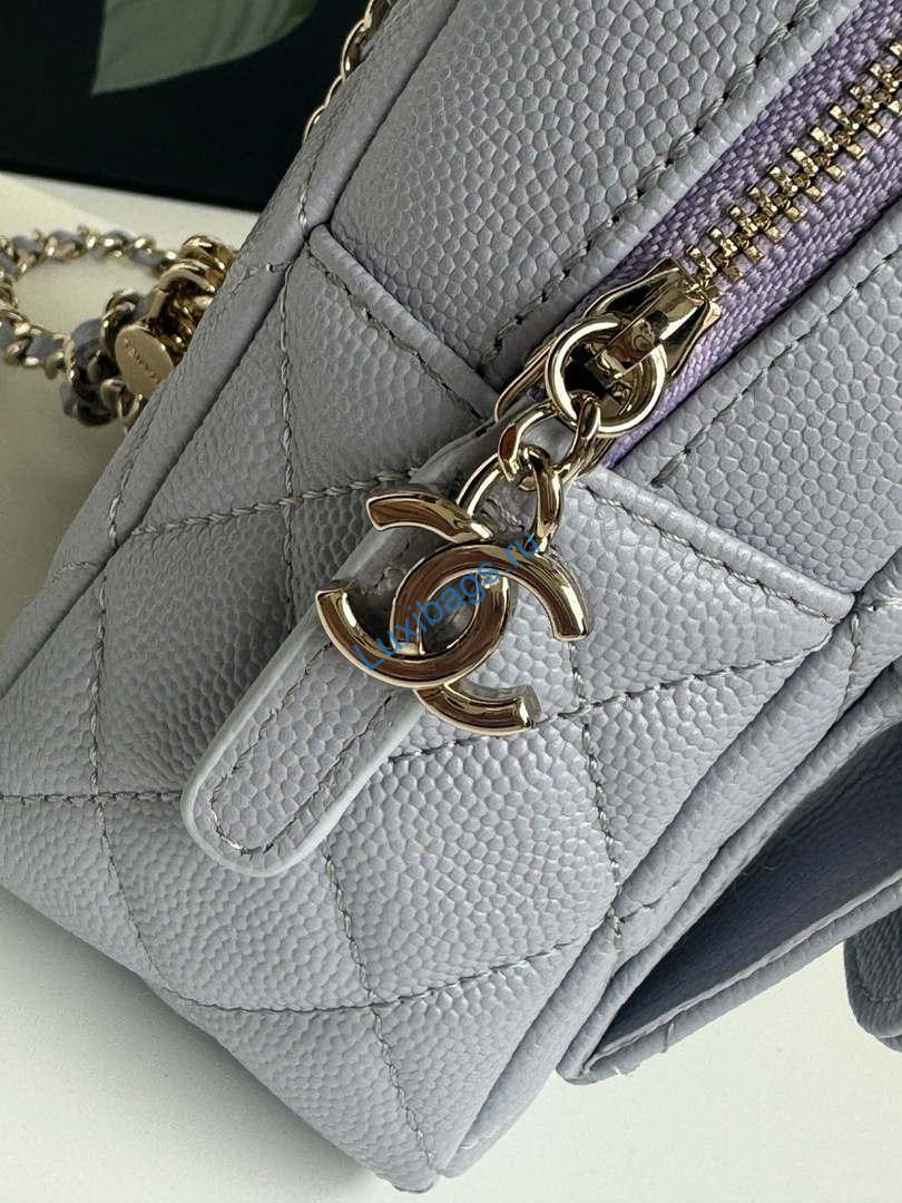 Chanel Ap3753 CLASSIC MINI Backpack Calfskin Gray Purple | chanel ap3753 classic mini backpack calfskin gray purple 05
