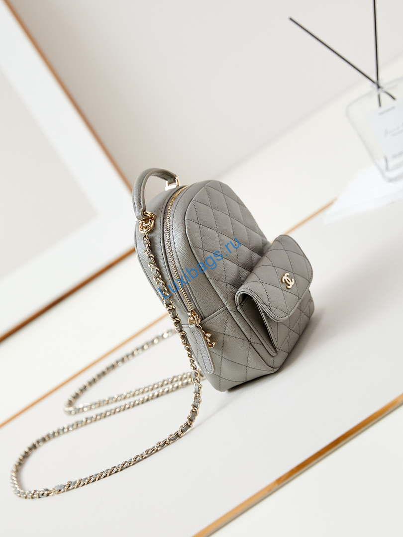 Chanel Ap3753 CLASSIC MINI Backpack Calfskin Grey | chanel ap3753 classic mini backpack lambskin grey 03