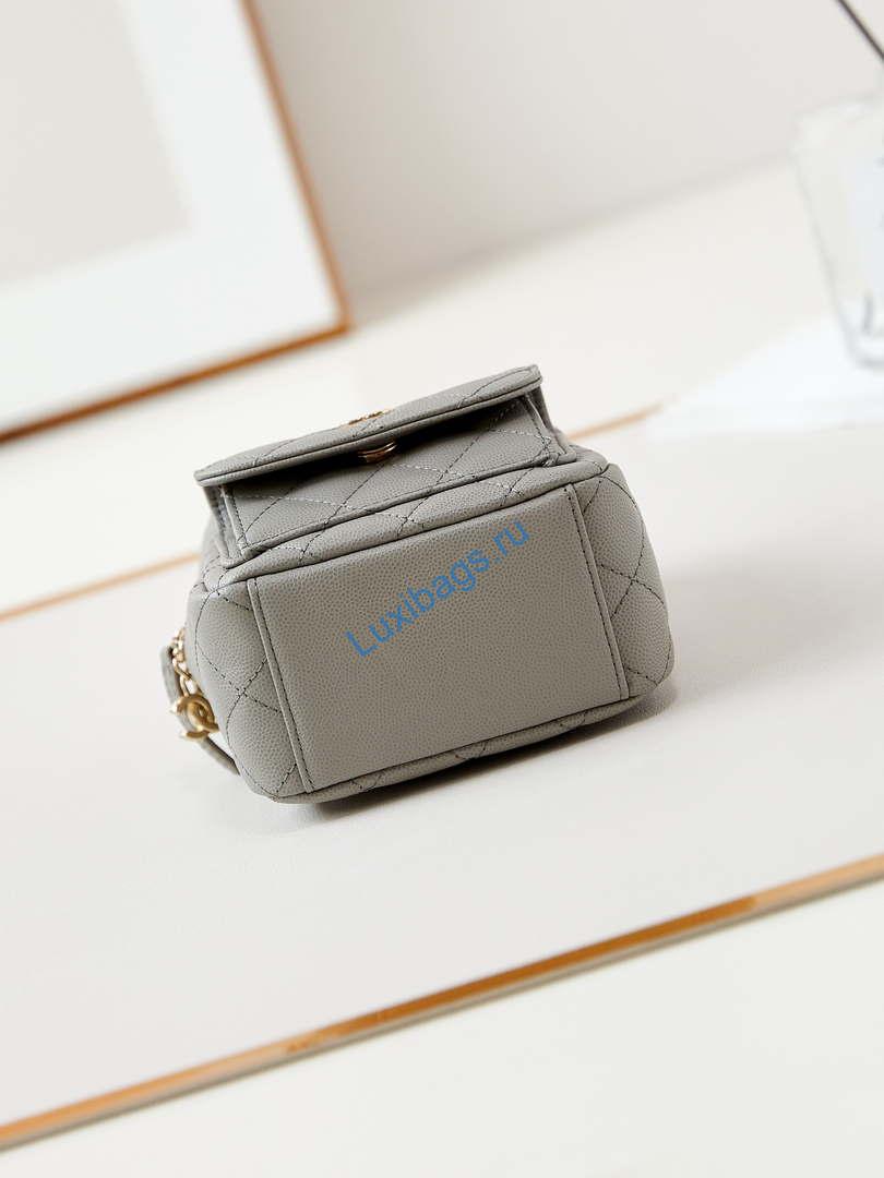 Chanel Ap3753 CLASSIC MINI Backpack Calfskin Grey | chanel ap3753 classic mini backpack lambskin grey 06