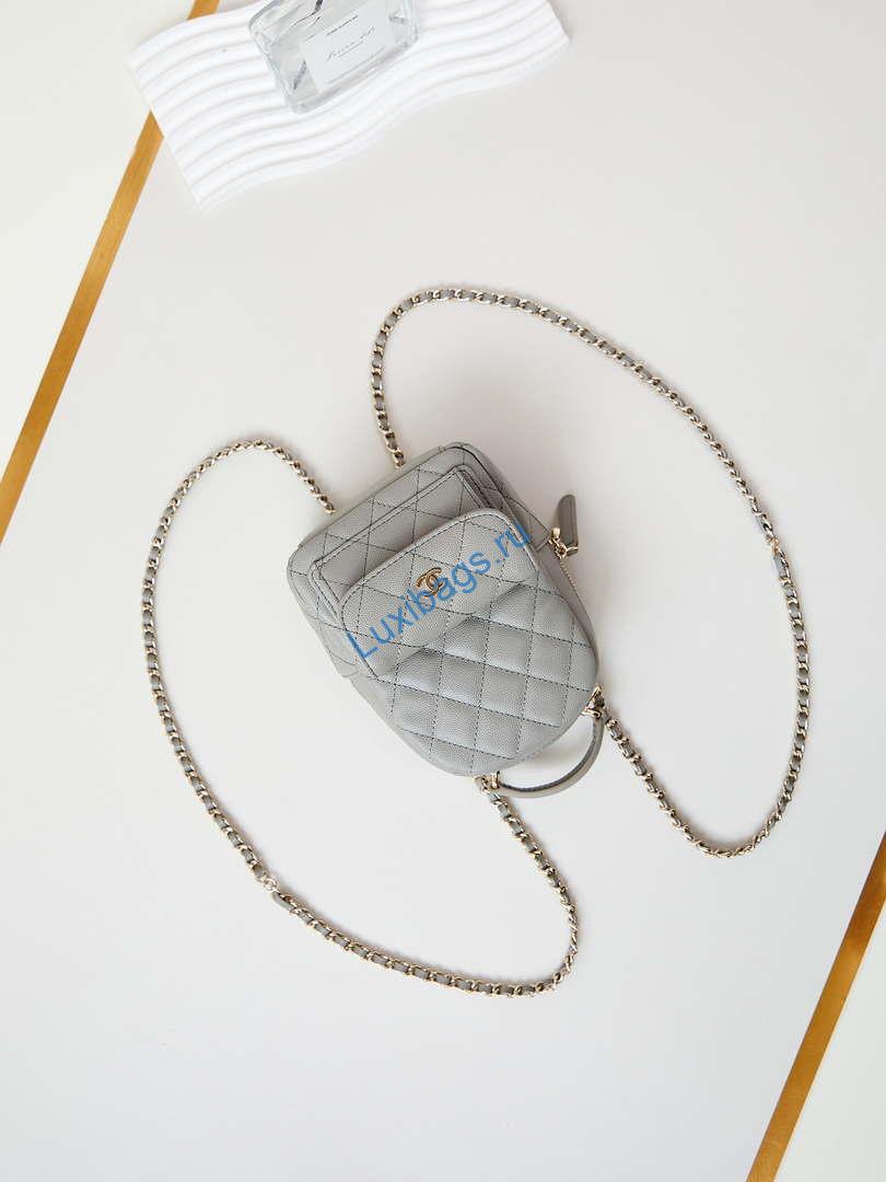 Chanel Ap3753 CLASSIC MINI Backpack Calfskin Grey | chanel ap3753 classic mini backpack lambskin grey 07