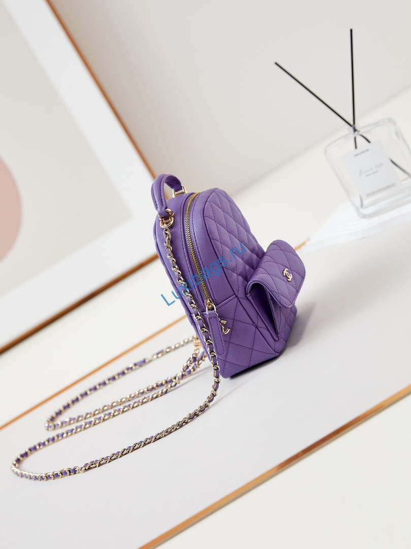 Chanel Ap3753 CLASSIC MINI Backpack Calfskin Purple | chanel ap3753 classic mini backpack lambskin purple 03