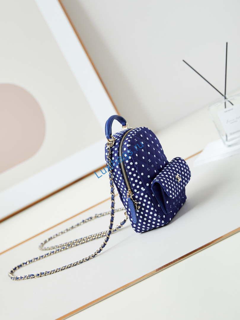 Chanel Ap3753 CLASSIC MINI Backpack Tweed & Gold-Tone Metal Blue white | chanel ap3753 classic mini backpack tweed silver tone metal light blue white 03