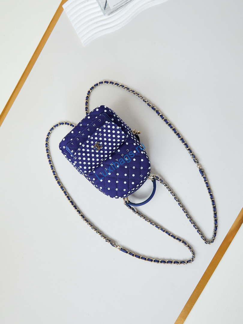 Chanel Ap3753 CLASSIC MINI Backpack Tweed & Gold-Tone Metal Blue white | chanel ap3753 classic mini backpack tweed silver tone metal light blue white 07