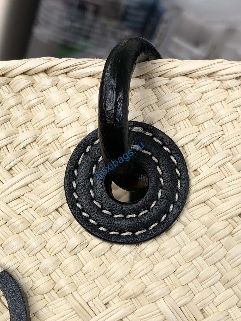 Loewe 169470054 LOEWE x Paula's Ibiza Anagram Small Basket Bag in Iraca Palm with Leather Handles Black | loewe 169470054 loewe x paulas ibiza anagram small basket bag in iraca palm with leather handles black 009