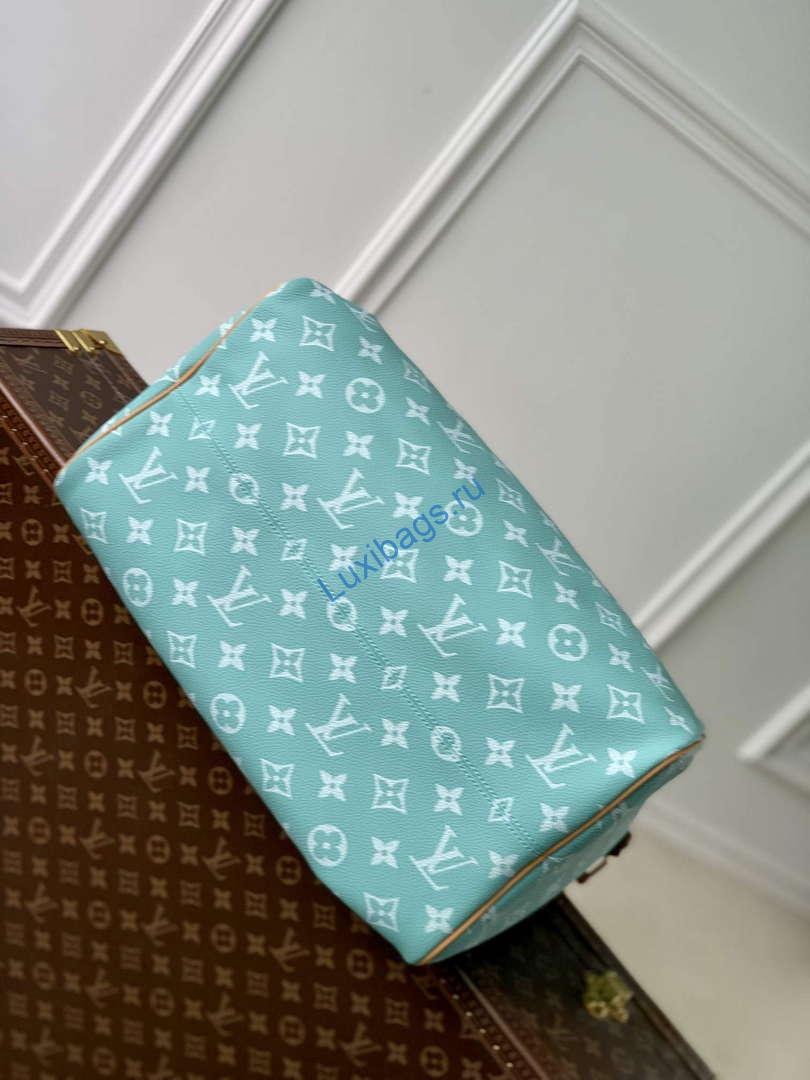 LV M24417 Louis Vuitton Speedy P9 Bandoulière 40 Bag Monogram Leather Light Blue | lv m24417 louis vuitton speedy p9 bandouliere 40 bag monogram leather light green 4
