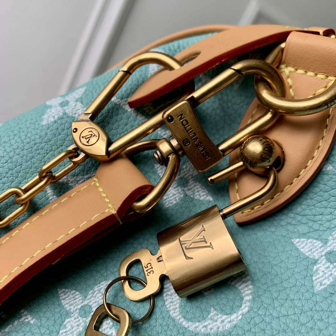 LV M24417 Louis Vuitton Speedy P9 Bandoulière 40 Bag Monogram Leather Light Blue | lv m24417 louis vuitton speedy p9 bandouliere 40 bag monogram leather light green 7