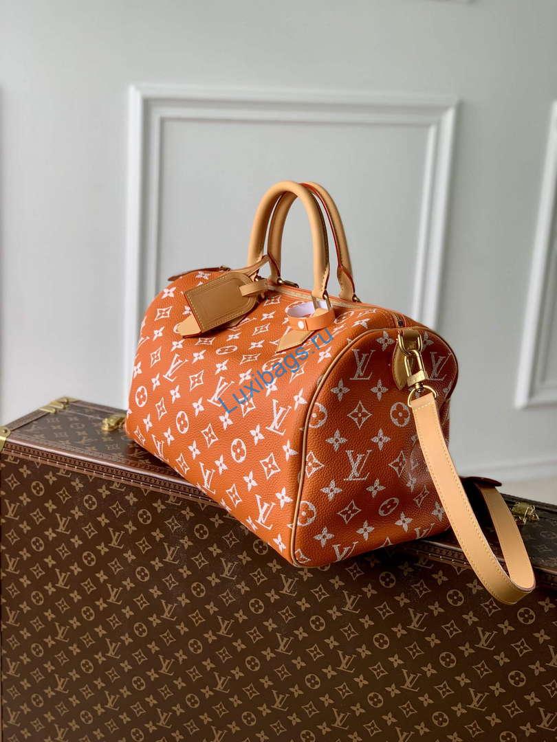 LV M24417 Louis Vuitton Speedy P9 Bandoulière 40 Bag Monogram Leather Orange | lv m24417 louis vuitton speedy p9 bandouliere 40 bag monogram leather orange 2