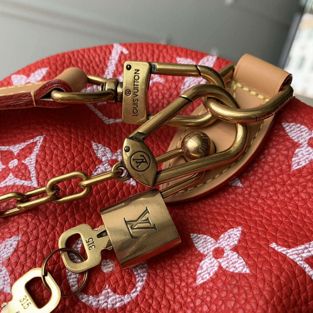 LV M24420 Louis Vuitton Speedy P9 Bandoulière 40 Bag Monogram Leather Red | lv m24420 louis vuitton speedy p9 bandouliere 40 bag monogram leather red 5