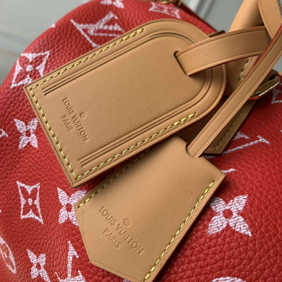 LV M24420 Louis Vuitton Speedy P9 Bandoulière 40 Bag Monogram Leather Red | lv m24420 louis vuitton speedy p9 bandouliere 40 bag monogram leather red 6
