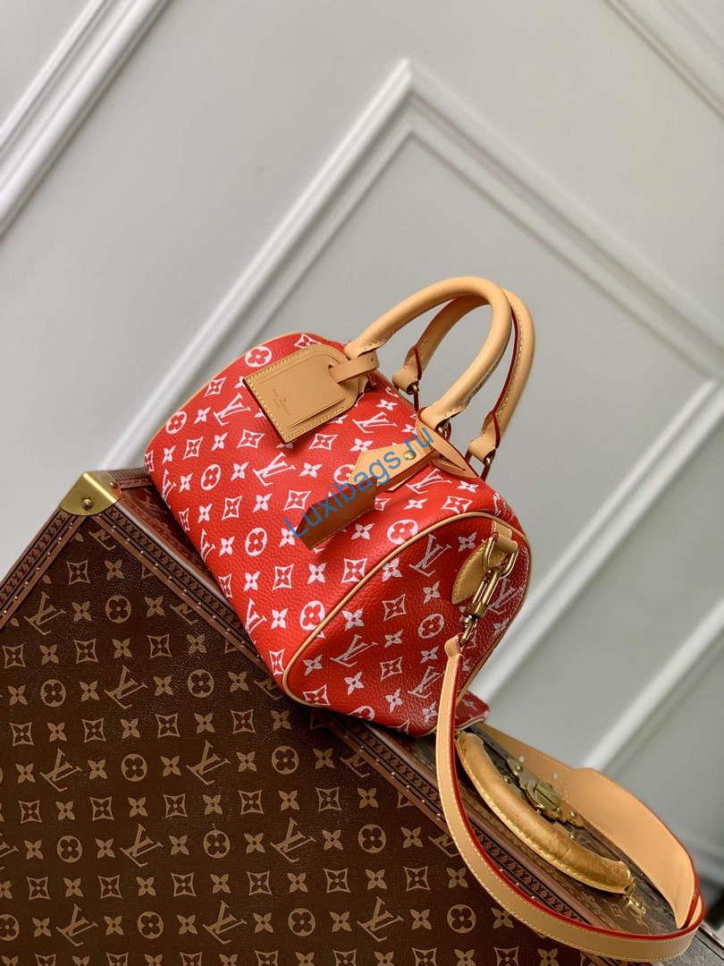 LV M24425 Louis Vuitton Speedy P9 Bandoulière 25 Bag Monogram Leather Red | lv m24425 louis vuitton speedy p9 bandouliere 40 bag monogram leather red 2