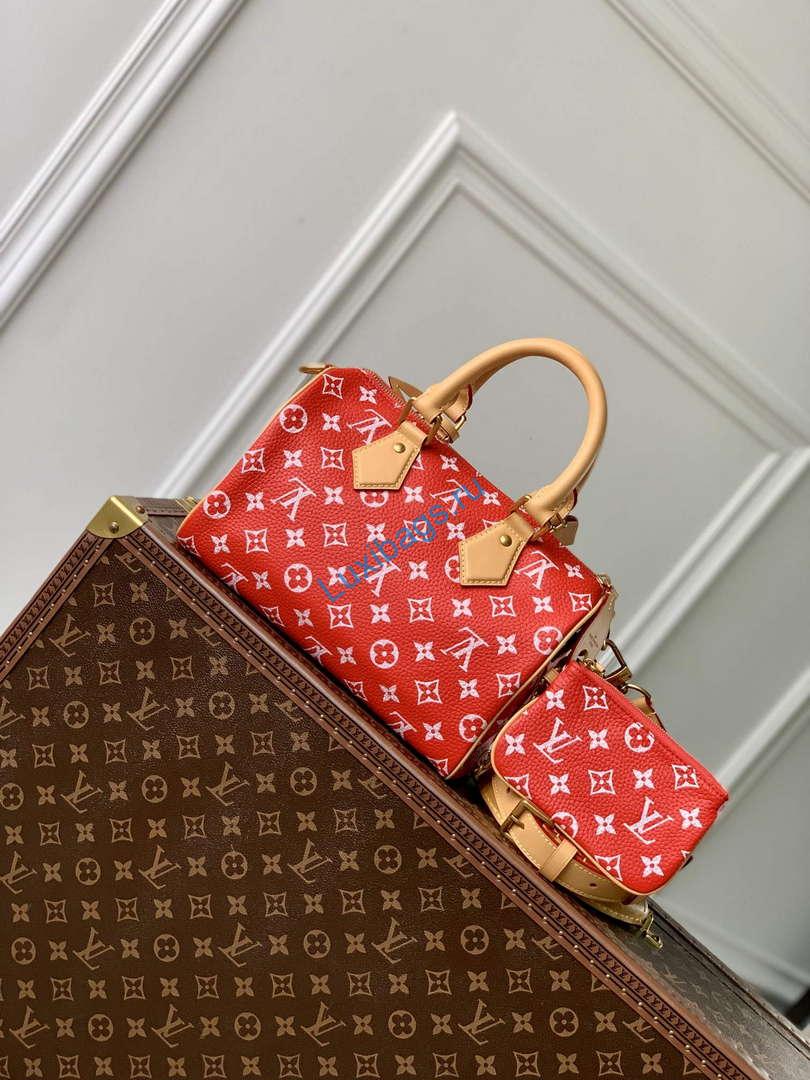 LV M24425 Louis Vuitton Speedy P9 Bandoulière 25 Bag Monogram Leather Red | lv m24425 louis vuitton speedy p9 bandouliere 40 bag monogram leather red 3