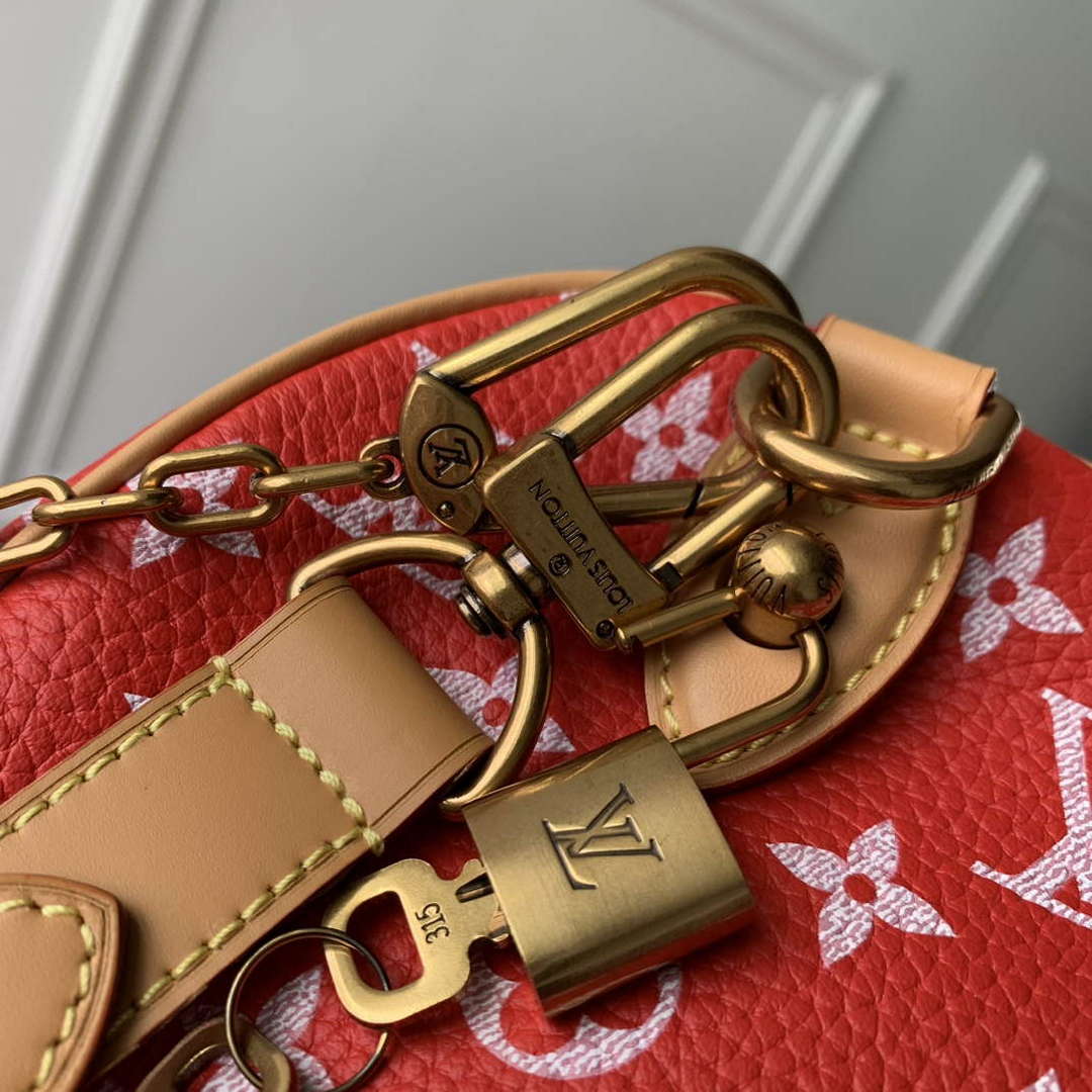 LV M24425 Louis Vuitton Speedy P9 Bandoulière 25 Bag Monogram Leather Red | lv m24425 louis vuitton speedy p9 bandouliere 40 bag monogram leather red 6