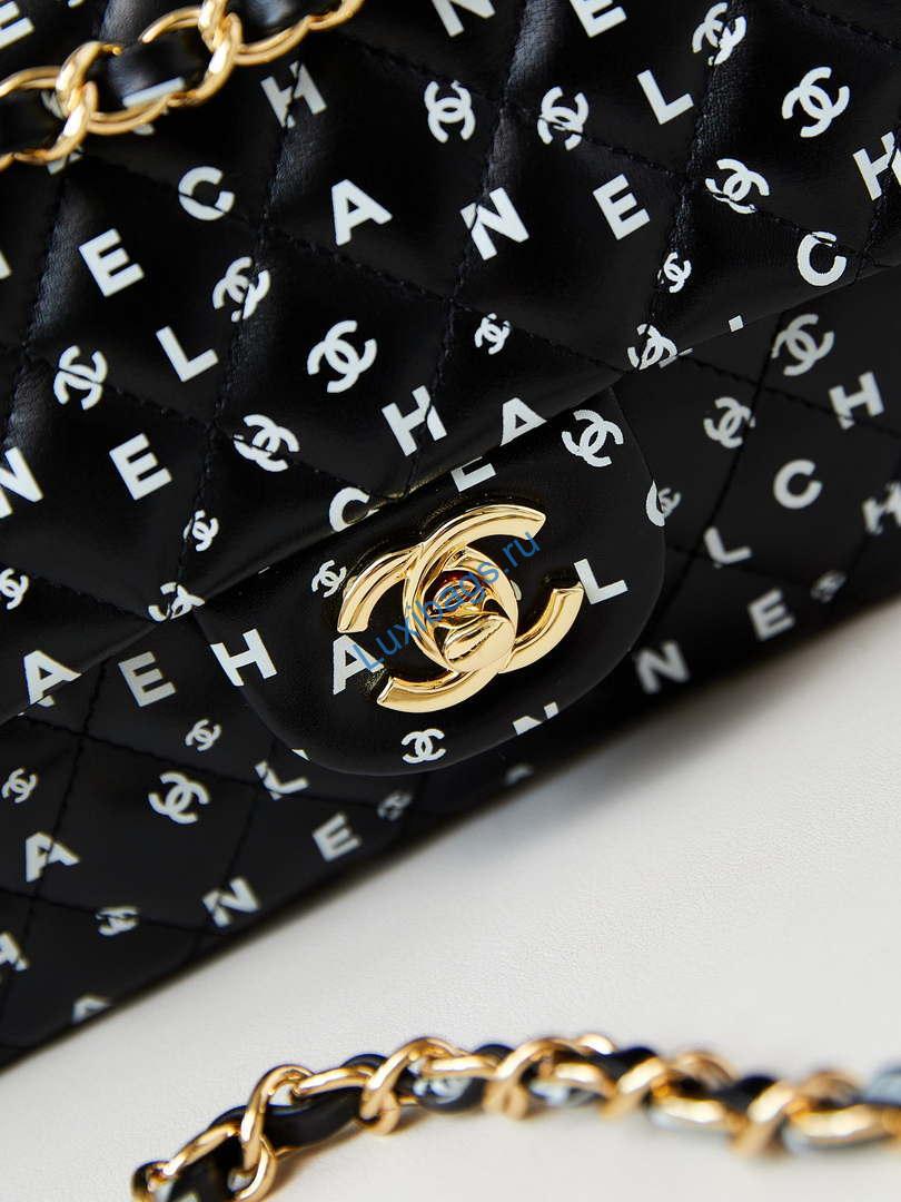 chanel a01112 flap black lambskin printed with white cc logo 1 Chanel A01112 Flap Black Lambskin Printed with white CC logo | chanel a01112 flap black lambskin printed with white cc logo 002