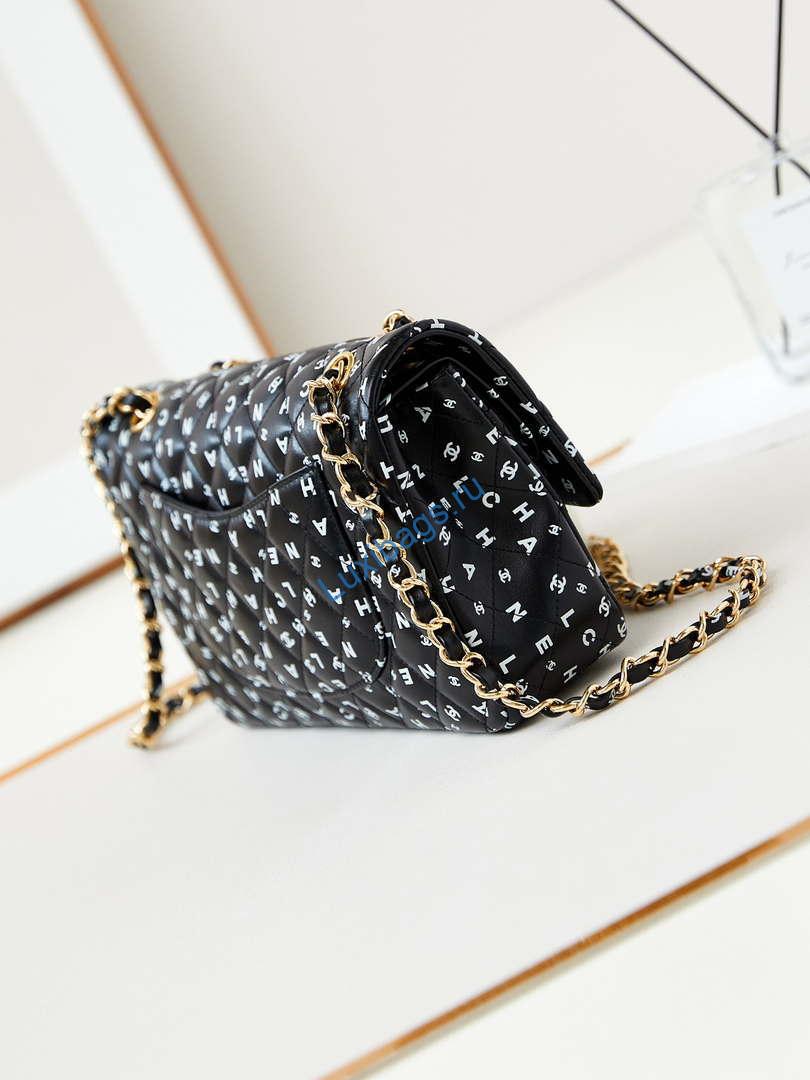 chanel a01112 flap black lambskin printed with white cc logo 3 Chanel A01112 Flap Black Lambskin Printed with white CC logo | chanel a01112 flap black lambskin printed with white cc logo 004