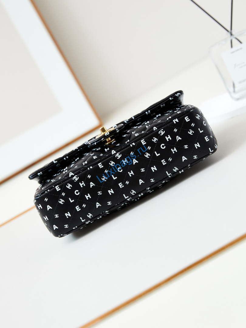 chanel a01112 flap black lambskin printed with white cc logo 4 Chanel A01112 Flap Black Lambskin Printed with white CC logo | chanel a01112 flap black lambskin printed with white cc logo 005