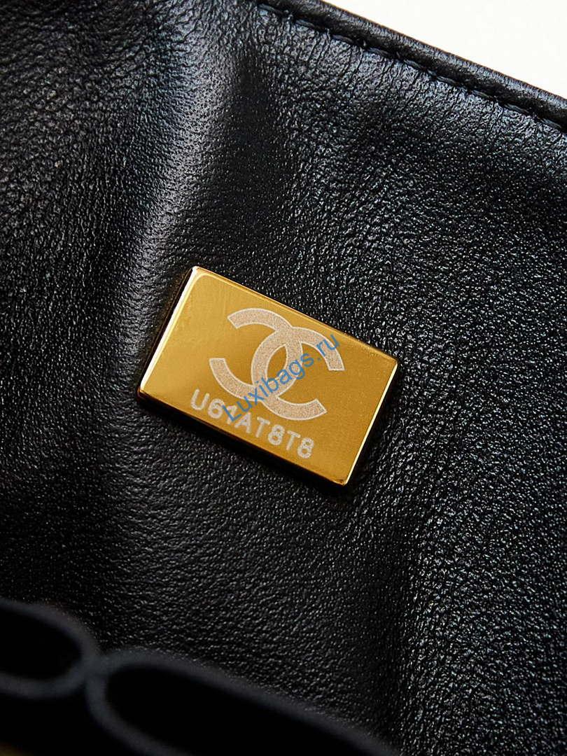 chanel a01112 flap black lambskin printed with white cc logo 8 Chanel A01112 Flap Black Lambskin Printed with white CC logo | chanel a01112 flap black lambskin printed with white cc logo 009