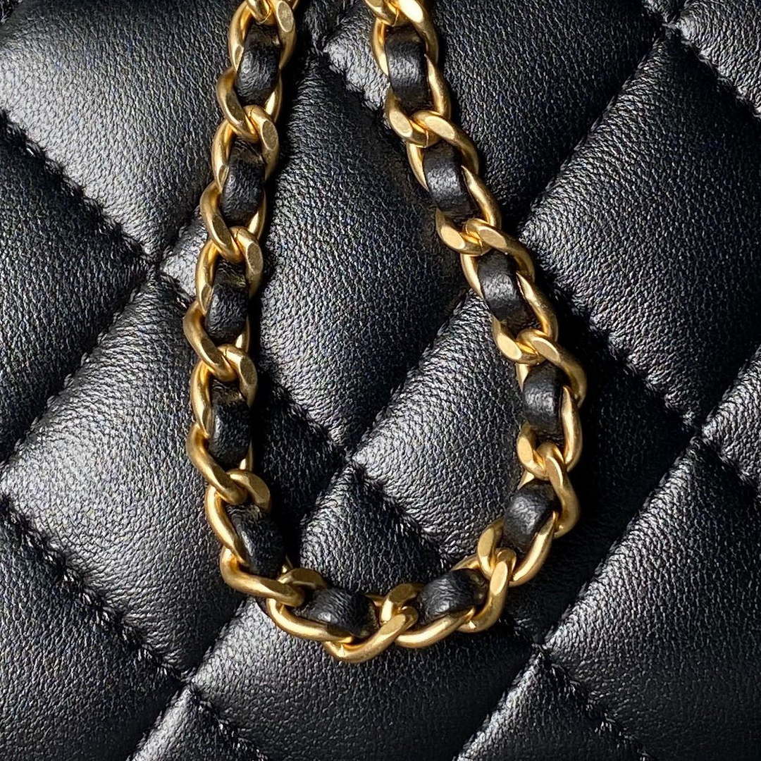 Chanel AS4973 Mini Flap Bag Shiny Lambskin Enamel & Gold-Tone Metal Black | chanel as4973 mini flap bag shiny lambskin enamel gold tone metal black 005