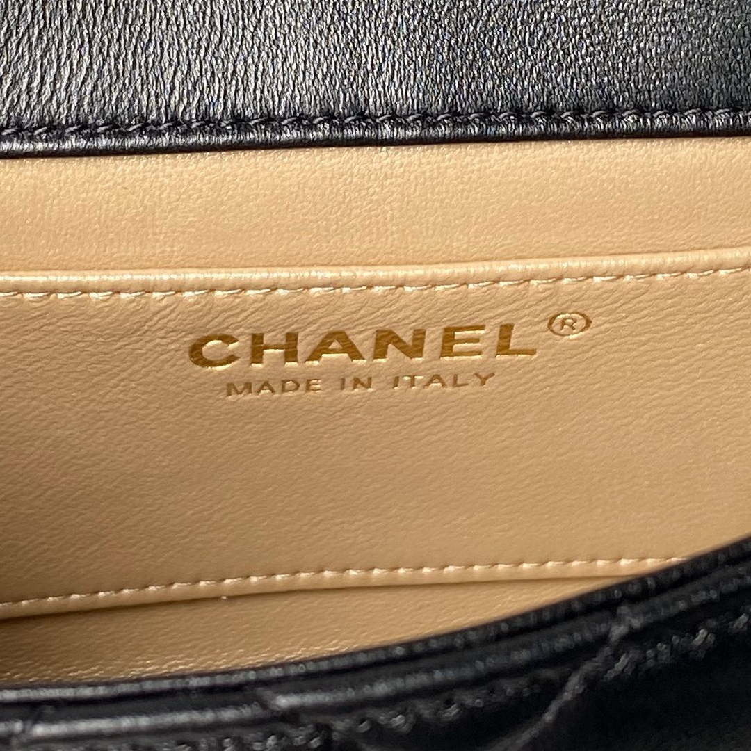 Chanel AS4973 Mini Flap Bag Shiny Lambskin Enamel & Gold-Tone Metal Black | chanel as4973 mini flap bag shiny lambskin enamel gold tone metal black 009