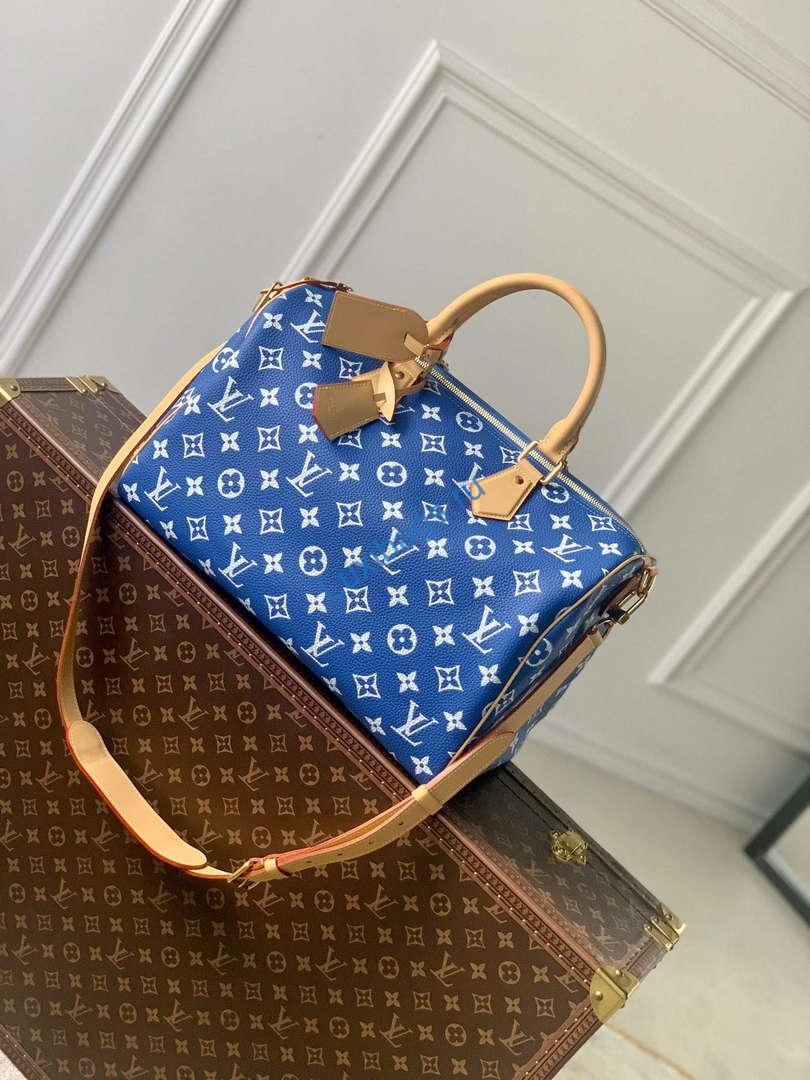 LV M24418 Louis Vuitton Speedy P9 Bandoulière 40 Bag Monogram Leather Blue | lv m24418 louis vuitton speedy p9 bandouliere 40 bag monogram leather blue 8