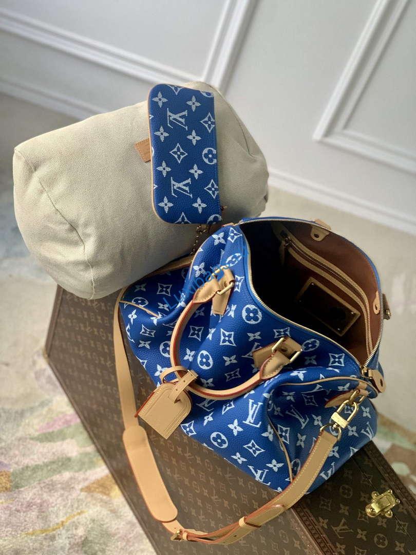 LV M24418 Louis Vuitton Speedy P9 Bandoulière 40 Bag Monogram Leather Blue | lv m24418 louis vuitton speedy p9 bandouliere 40 bag monogram leather blue 9