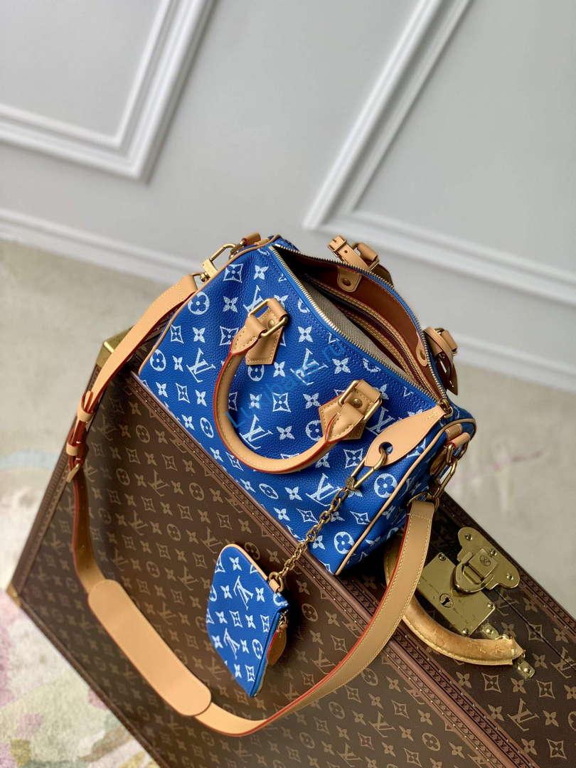 LV M24424 Louis Vuitton Speedy P9 Bandoulière 25 Bag Monogram Leather Blue | lv m24424 louis vuitton speedy p9 bandouliere 25 bag monogram leather blue 9