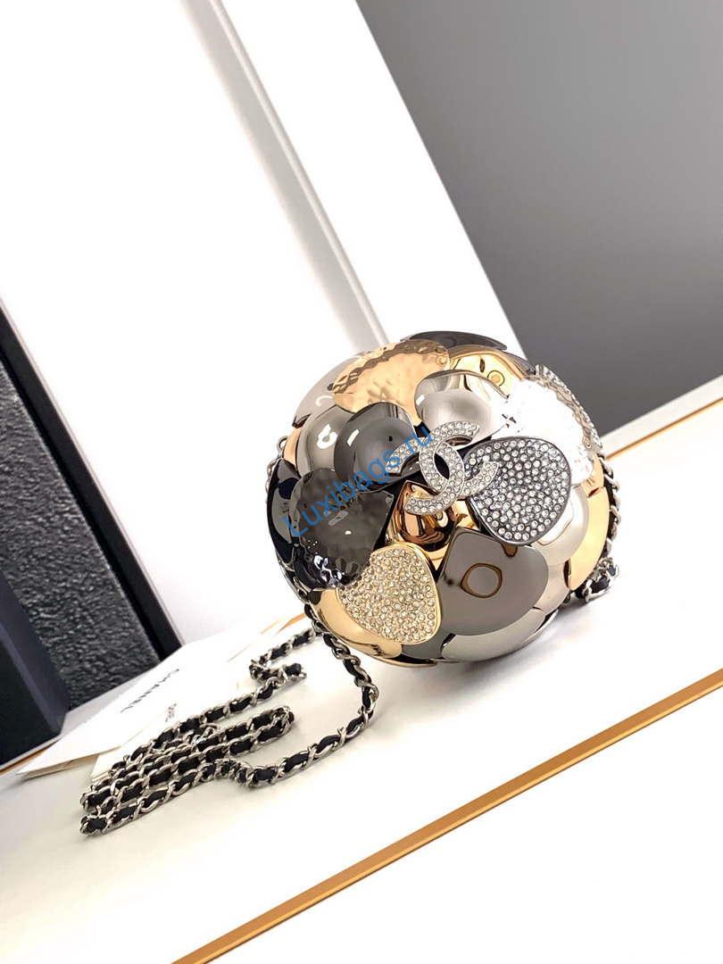 Chanel AS5013 Evening Sphere Minaudiere Strass & Black Metal Black