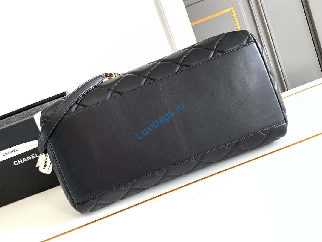 Chanel AS8890 Lambskin 24A MAX Shopping Bag Black | chanel as8890 lambskin 24a max shopping bag black 004