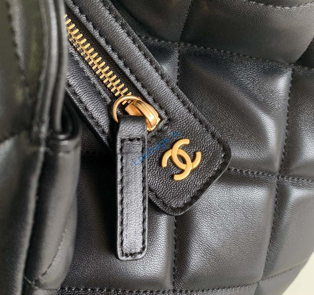 Chanel AS8890 Lambskin 24A MAX Shopping Bag Black | chanel as8890 lambskin 24a max shopping bag black 007