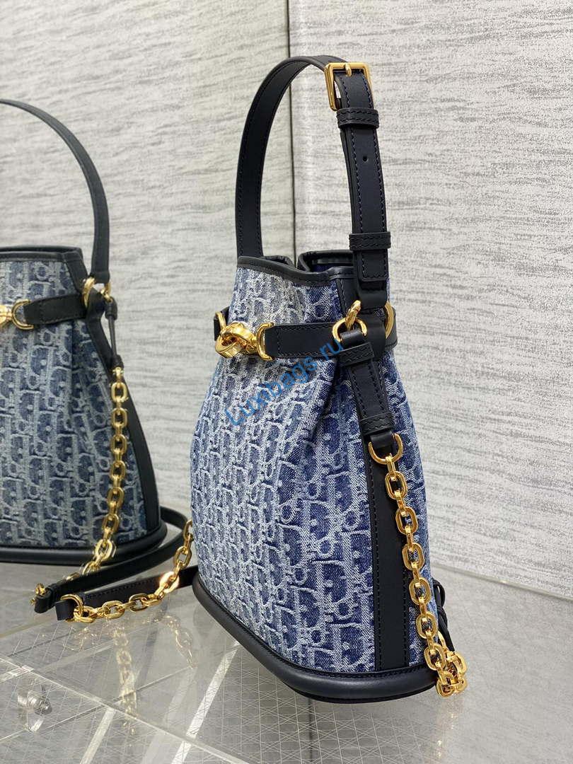 Dior M2271 Medium C'est Dior Bag Blue Denim Dior Oblique Jacquard M2029 | dior m2271 medium cest dior bag blue denim dior oblique jacquard m2029 005