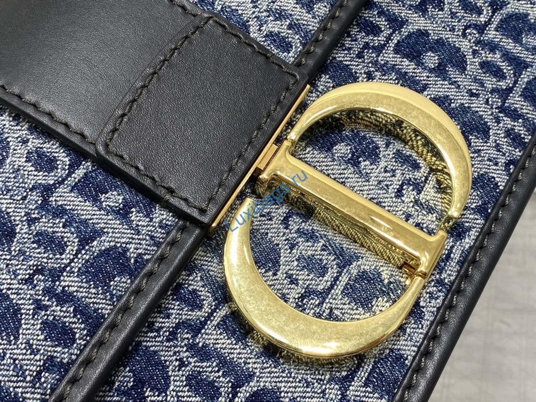 Dior M9334 30 Montaigne Bag with Chain Blue Denim Dior Oblique Jacquard M2021 | dior m9334 30 montaigne bag with chain blue denim dior oblique jacquard 003