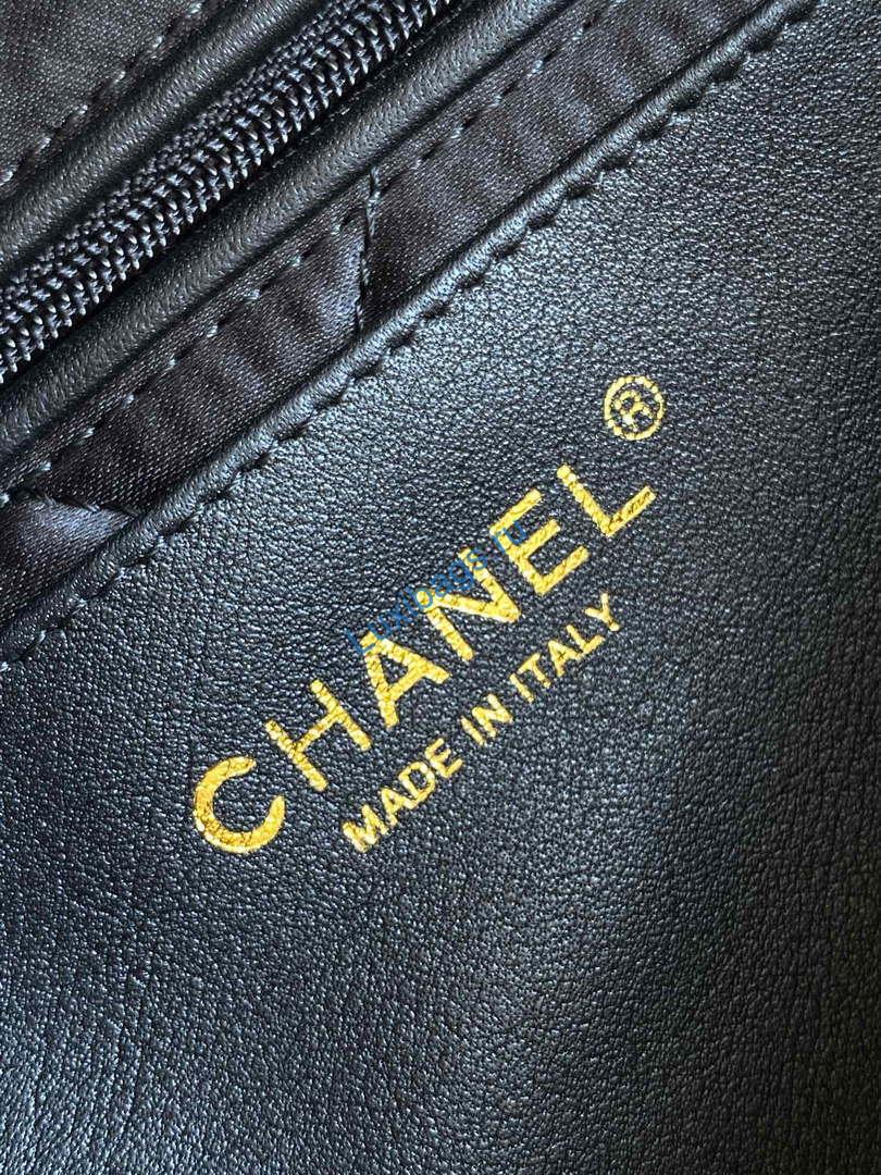 Chanel AS4696 Large Bowling Bag Printed Fabric & Gold-Tone Metal White & Black | chanel as4696 large bowling bag printed fabric gold tone metal white black 009
