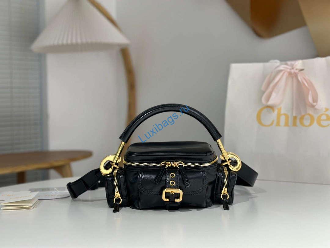 Chloé CHC24AS534N83001 Small Camera Bag In Shiny Leather Black