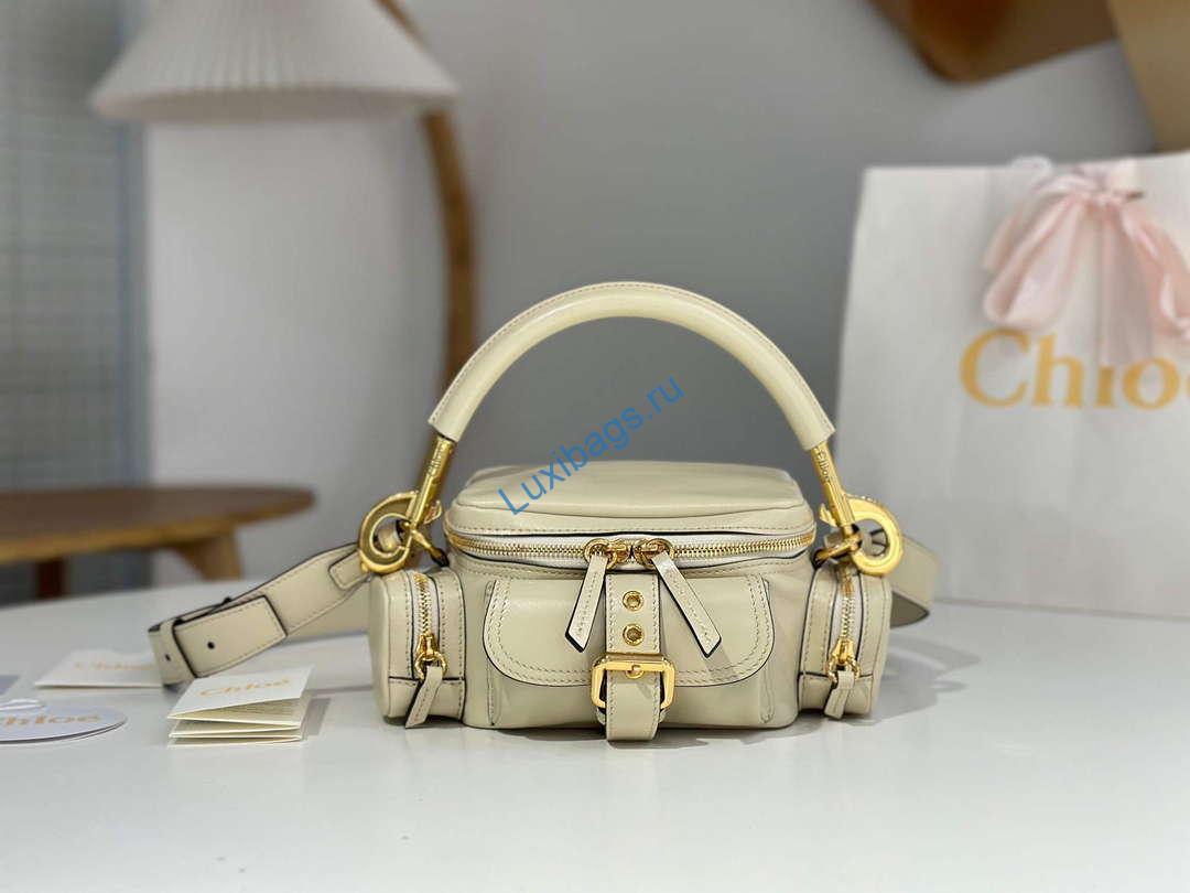Chloé CHC24AS534N8324Q Small Camera Bag In Shiny Leather Sweet Beige