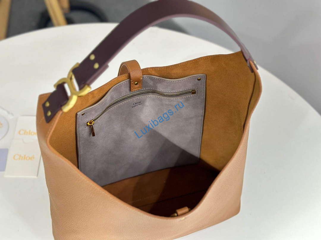 Chloé CHC24AS630N5726M Marcie Hobo Bag in grained leather Clay Brown | chloe chc24as630n5726m marcie hobo bag in grained leather clay brown 8